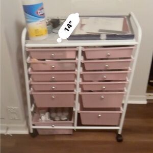 Pink Storage Cart with Drawers